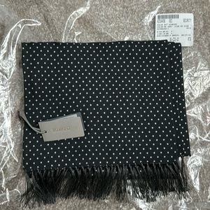 Tom Ford Wool Silk Cashmere Polka Dot Fringe Scarf